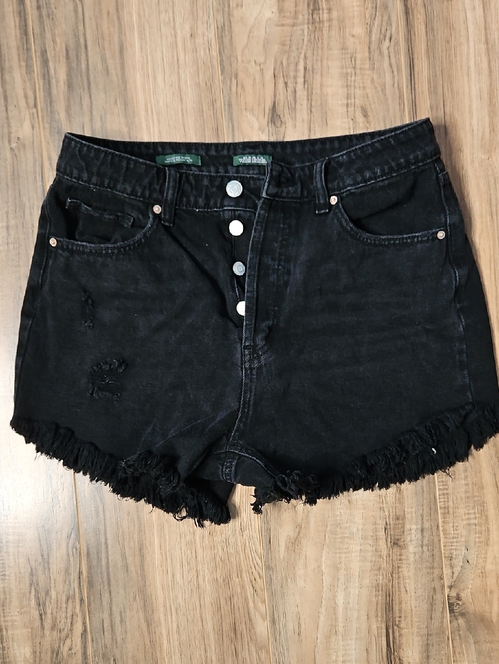 Wild Fable Button-Front Black Denim Women's Shorts 10